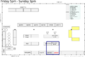 Tent layout after 5 p.m. on Friday.