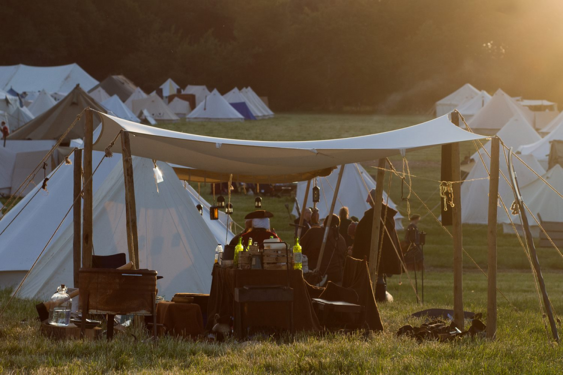 A Marcher tent at dusk
